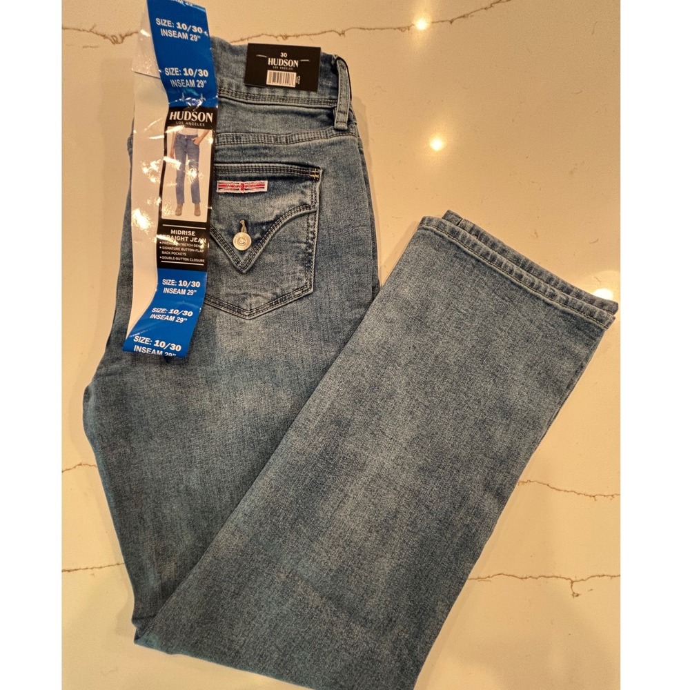 Hudson size 10 Midrise Straight Jeans Women Light Blue Wash NWT